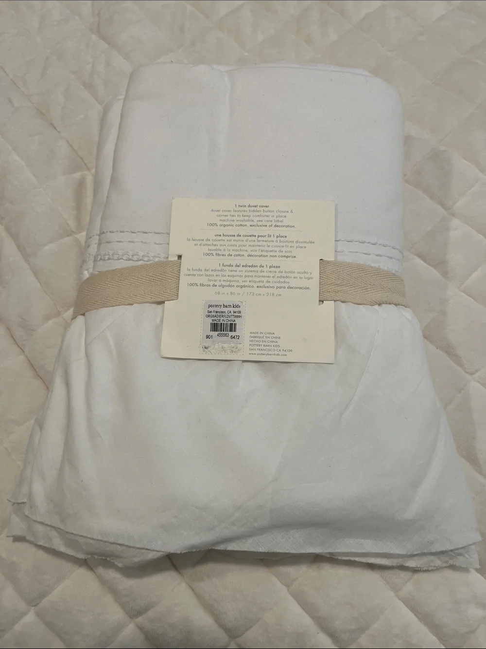NWT Pottery Barn Kids Sadie White 100% Organic Cotton Ruffle Twin Duvet